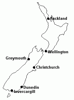 map of New Zealand